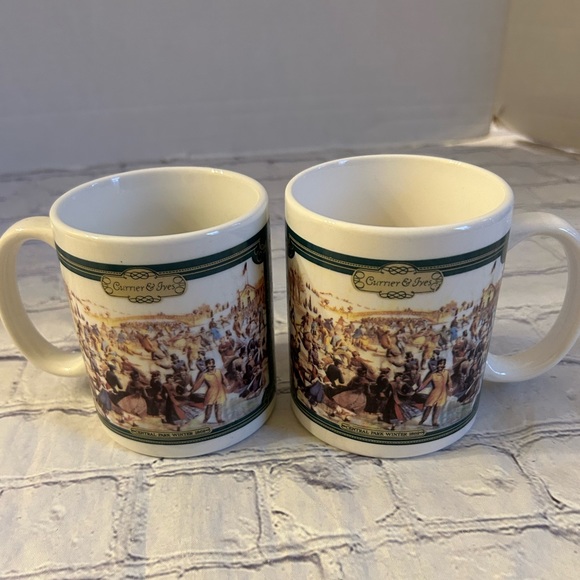 CURRIER & IVES (2) MUG/CUPS YORK CENTRAL PARK WINTER (1862) THEMED - Picture 1 of 6